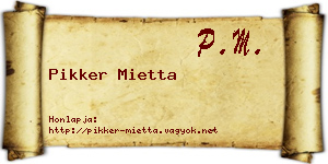 Pikker Mietta névjegykártya